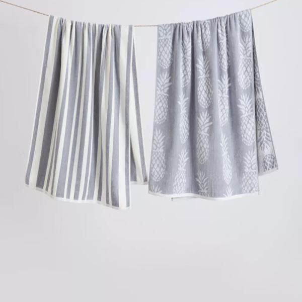 Quality Ultra-Soft Cotton Velour Beach Towel with Quick-Dry Looped Backing and Modern Tropical Design wholesale