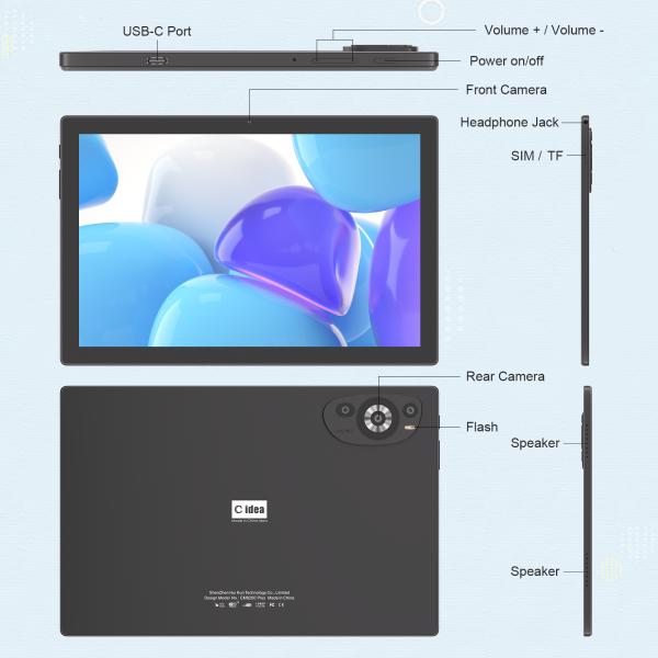 C Idea 10.1 Inch Wifi Educational Android Tablet Pc With Sim Support Keyboard M8200 Plus Black