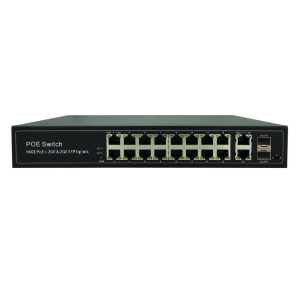 Latest POE-S2216GB 16x1000Mbps PoE + 4xGigabit Uplink IEEE802.3af/at PoE Switch