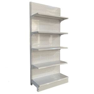 Factory Custom Size Color logo double side white supermarket market gondola