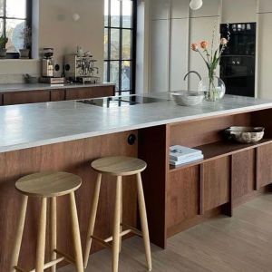 Ghana Project Custom Modular Modern Design Wood Grain Kitchen Cabinet