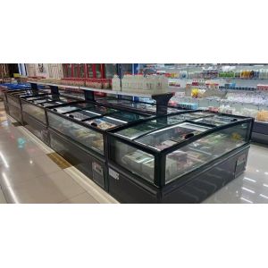 -22 Degree Frozen Fish Meat Display Merchandiser Plug-In Island Freezer For
