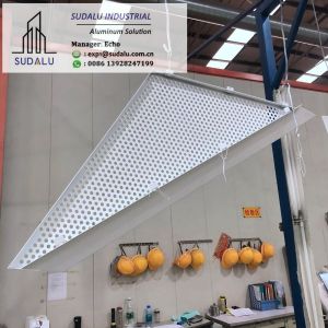 Cheap SUDALU Triangle Shape Aluminum Perforated Panel for Facade Cladding for sale