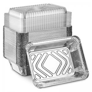 China Hot And Cold Use Aluminum Foil Pans With Lid Recyclable Meal Prep on sale