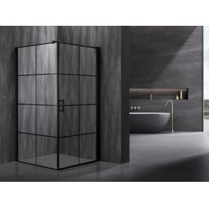 Cheap Stylish Square Shower Enclosures With Printing Glass And Black Frame for sale