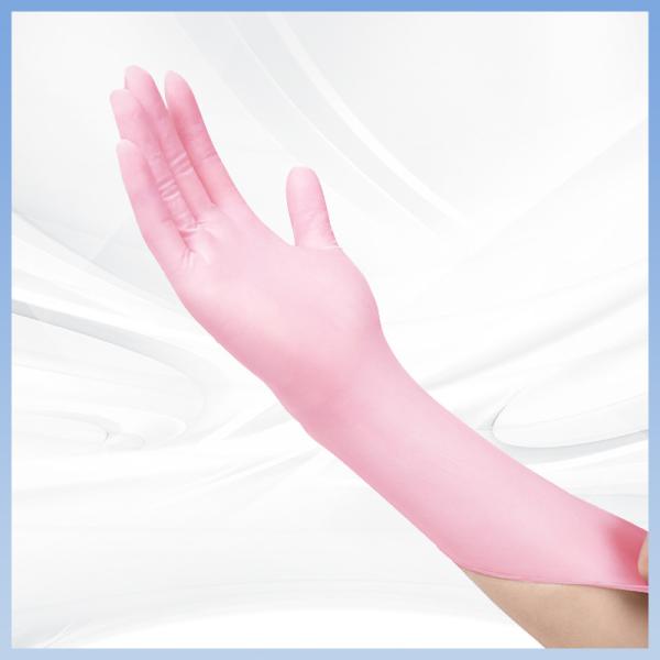 Quality Soft Fitting Pink Disposable Synthetic Nitrile Gloves Anti - Static wholesale