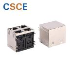 2 X 2 Port 8P8C Modular Jack , 8 Pin Ethernet Connector LCP Housing Material