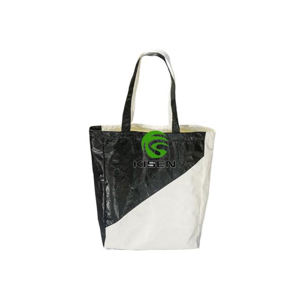 Quality Waterproof Tyvek Shopping Bag Black / White Color Stitching Dupont Paper Material wholesale