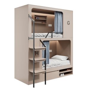 Support customization Modern Apartment Wooden Bunk Beds with Shoe Troughs