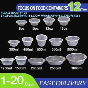 32oz BPA Free Disposable Plastic Food Container, Round With Dome Lid Takeaway