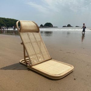 China Wholesale Oem Outdoor Picnic Folding Adjustable Camping Lounger Boho Low Rattan Floor Beach Chair Portable on sale