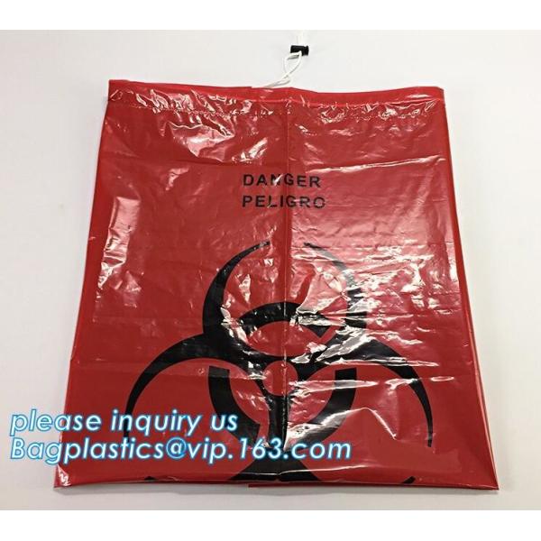 Cheap Medical Drawstring Biohazard Waste Bags, HDPE/LDPE drawstring type