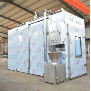 Cheap 380v Meat Smoking Machine PLC 100kg Batch Industrial Smoke House Oven for sale