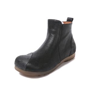 S022 Autumn and winter new style literary leather retro women's boots round toe