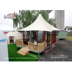 China High Peak 5m Width 2 People Luxury Glamping Tents With Wooden Flooring System on sale