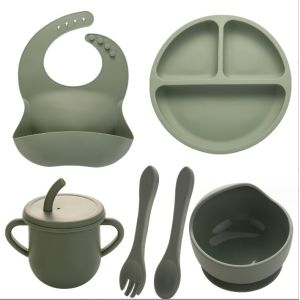 Silicone Feeding Set Food Grade Baby Silicone Tableware Set for Toddler Children