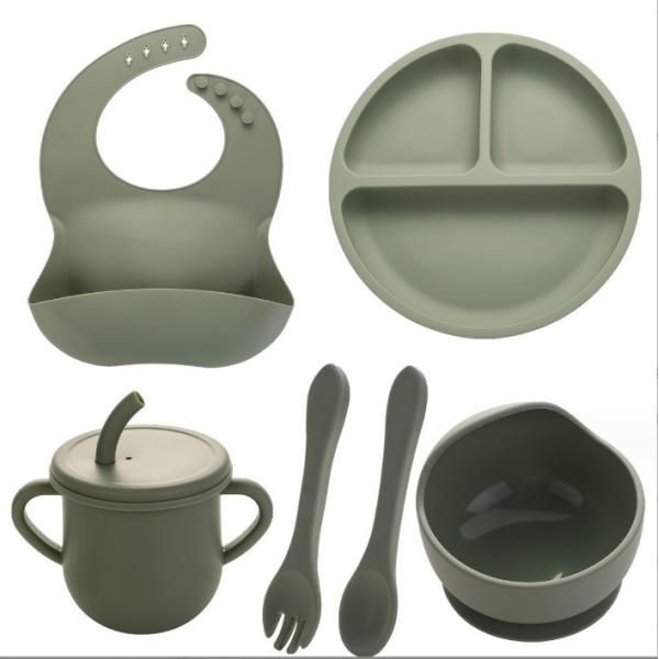 Silicone Feeding Set Food Grade Baby Silicone Tableware Set for Toddler Children