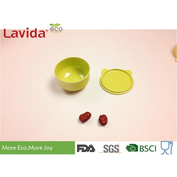 Solid Color Bamboo Childrens Dinner Set Biodegradable Dinning Catering With Lid