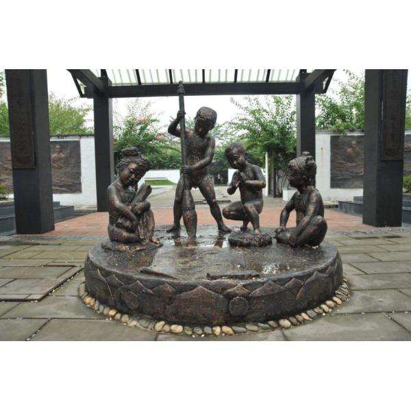 Realistic Large Outdoor Bronze Sculptures Children Playing Shape Antique Design