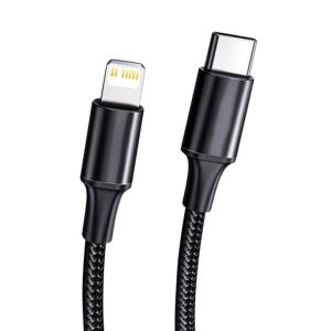 Black Color USB Fast Charging Cable With Nylon Braided Cover 10Gbps Transfer