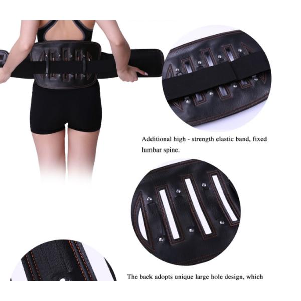 Leather Waist Back Support Belt To Relieve Waist Pain Black Color