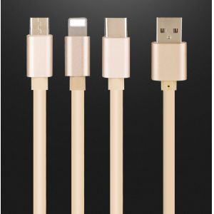 Durable 1m / 3ft TPE 3 In 1 USB Data Cable 5V2.4A Fast Charging For Cell Phone