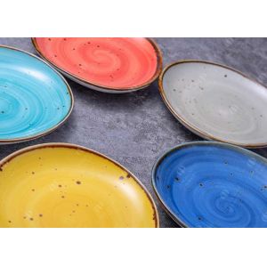 8.25" Porcelain Dessert Dinner Plate In Irregular Shape