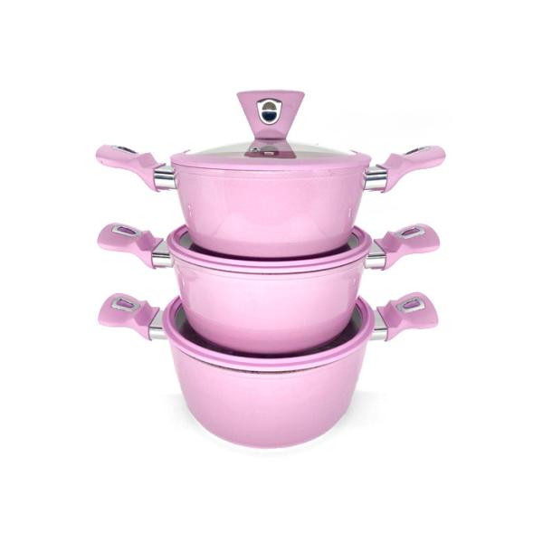 Quality Eco Friendly PFOA Free Pink 4.5mm Non Stick Soup Pot wholesale
