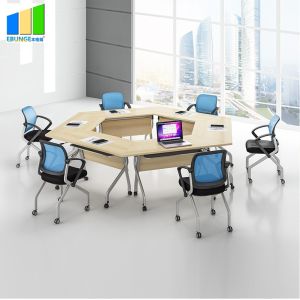 China Ebunge School Furniture Wooden Stackable Office Conference Folding Tables on sale