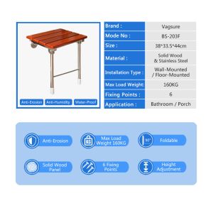 Floor Mounted Fold Up Shower Bench , Anti Rust Bathroom Foldable Shower Seat