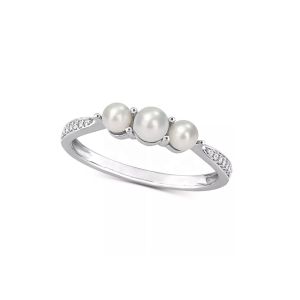 Cheap Wholesale 925 Sterling Silver Freshwater Pearl Ring with Diamond Accent in 18k Gold Plated AAAA Grade Band Ring for sale