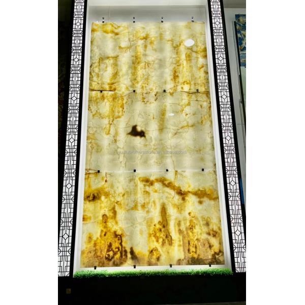 Interior Home Wall Paneling Decor with Modern Backlit Onyx Marble TV Background Panel