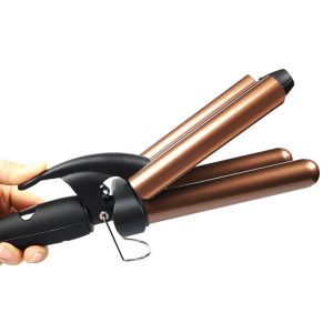 PTC 50HZ 60HZ Three Barrel Hair Waver , LCD Beach Waves Curling Wand