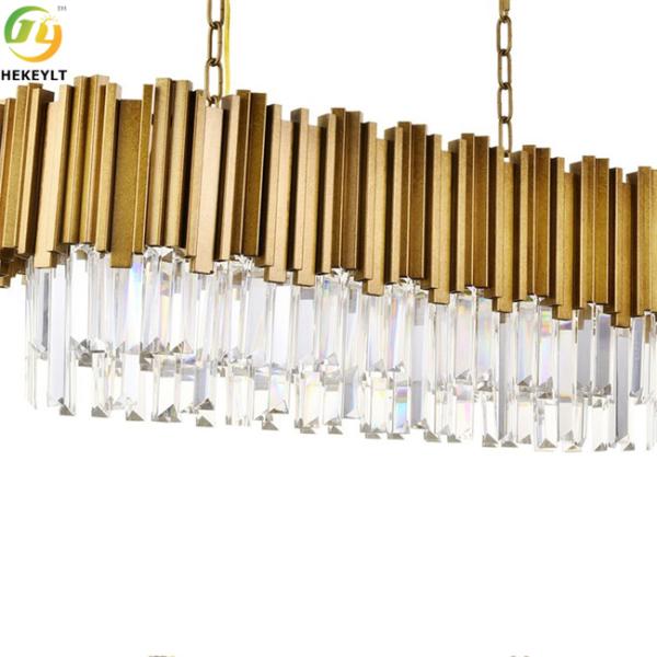Dimmable Tiered Crystal Pendant Light Luxury K9 Crystal Metal Gold