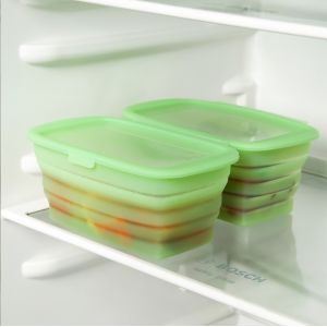 Convenient 188*115*80MM Silicone Foldable Bento Box for Lunch Vegetable and