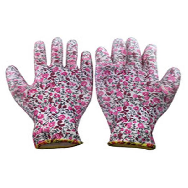 Quality Polyester Garden Work Gloves , Paint Printing Polyurethane Coated Gloves wholesale