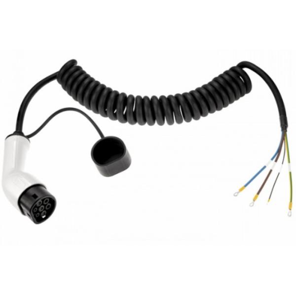 Quality IEC 62196-2 Type 2 Tethered Cable Coiled EV Charging Cable 22KW 32A 480V wholesale