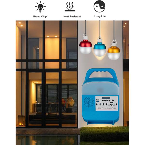 5W*3PCS 8000mah Portable Solar Bulbs Outdoor Solar Lighting System