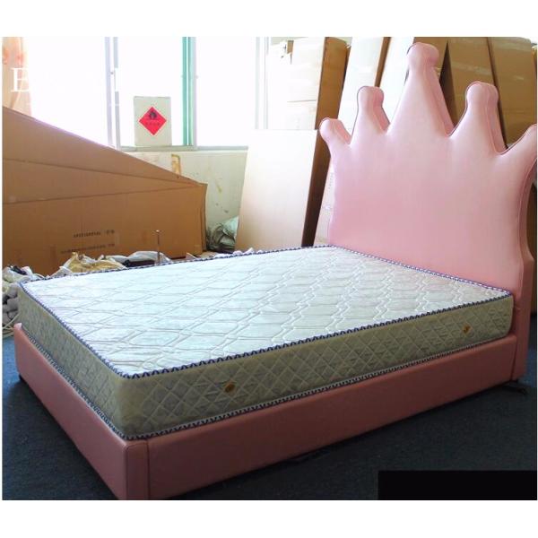 Crown Shaped Headboard High Fabric Bed For Girl