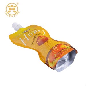 Honey spout pouch Plastic Printed Laminated Packaging Liquids Juice puree