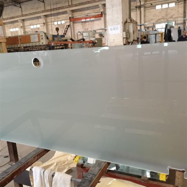 Customized Frost Art Shower Tempered Glass Door Frameless With Polished Handle Hole