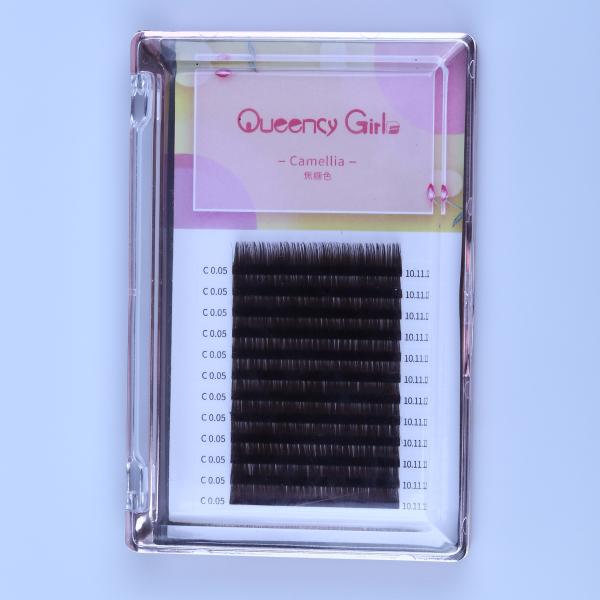Synthetic Hair Eyelash Individual Extensions 0.05mm Caramel Color 6-16MM Length