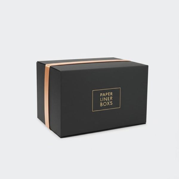 Paperboard Liner Type Gift Boxes Packaging Featuring Ribbon Closure Hot Stamping