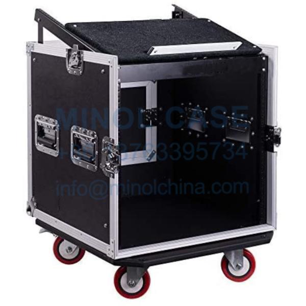 10U PA DJ Pro Audio Rack Road ATA Case With 13U Slant Mixer Top 23.5 Inch Depth
