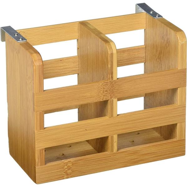 All-Season Bamboo 2 Compartment Tableware Holder with and Custom Design