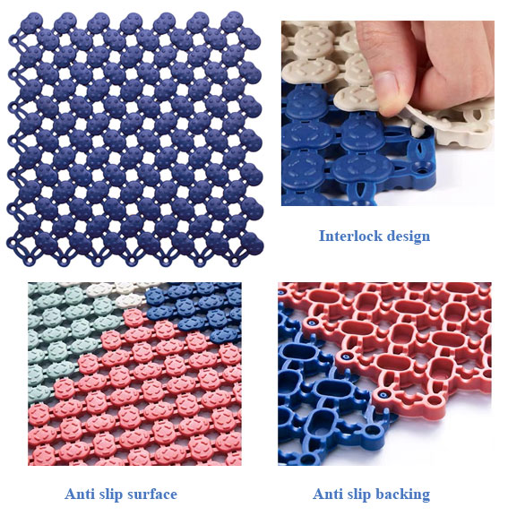 Non Slip Swimming Pool Surround Matting 200MM Square Shower Bathtub Mat