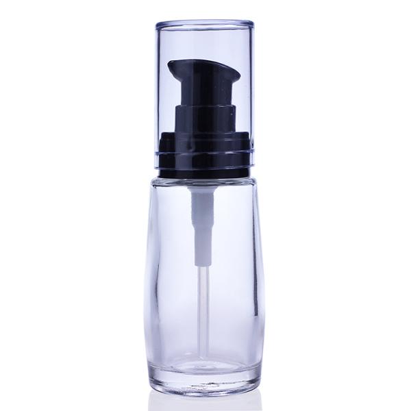 Custom Design Glass Cosmetic 30ml Foundation Bottle With Pump For Liquid Makeup F033