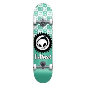 Cheap Blind Skateboards Checkered Reaper Teal Mini Complete Skateboard First Push w/ Soft Wheels - 7.37&quot; x 29.8&quot; for sale