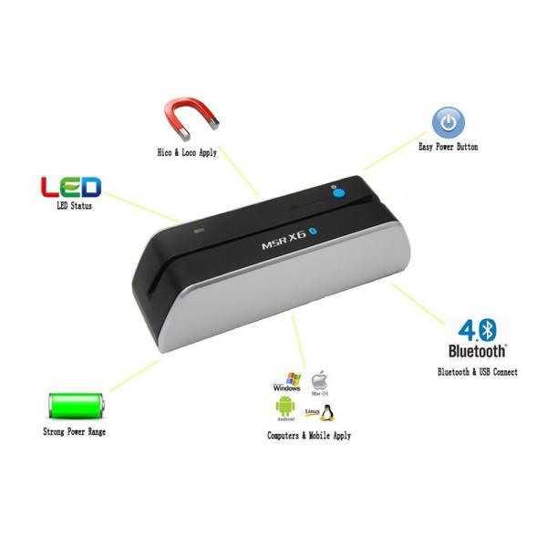 Quality Mini Portable Smallest wireless MSRX6BT  bluetooth Magnetic Stripe Card Reader Writer Encoder compatible msr605 ms wholesale