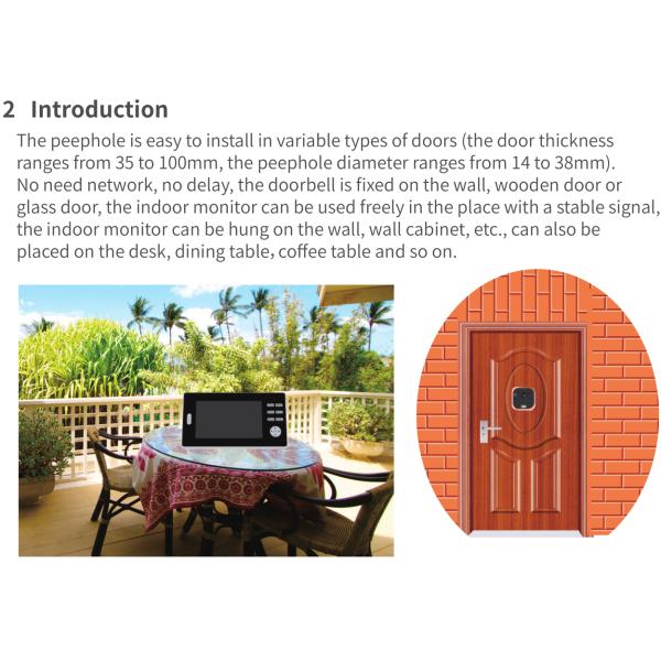 2.4GHz WIFI Video Doorbell 7inch High Definition LCD Peephole Video Doorbell